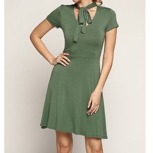 SBS Fashion - New Sage Tie-Neck Short-Sleeve A-Line Dress - Women